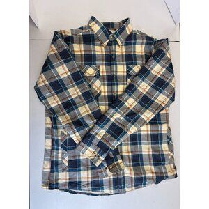 KUHL Men's L Sherpa Lined Blue Plaid Snap Front Shirt Shacket w/ Pockets Large